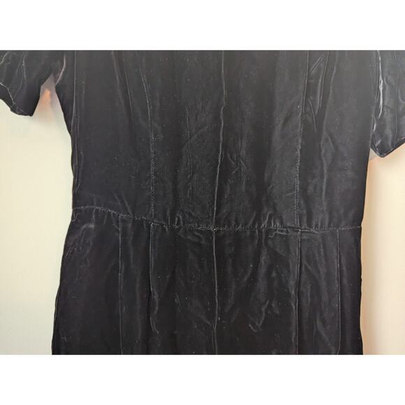 Vtg Lanz RSVP Evening Dress Small Black Formal Velour Midi Bow Open Back Hoco - Picture 5 of 13